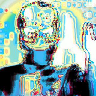 Cover of the title track showing stylized poster of a spooky alien.