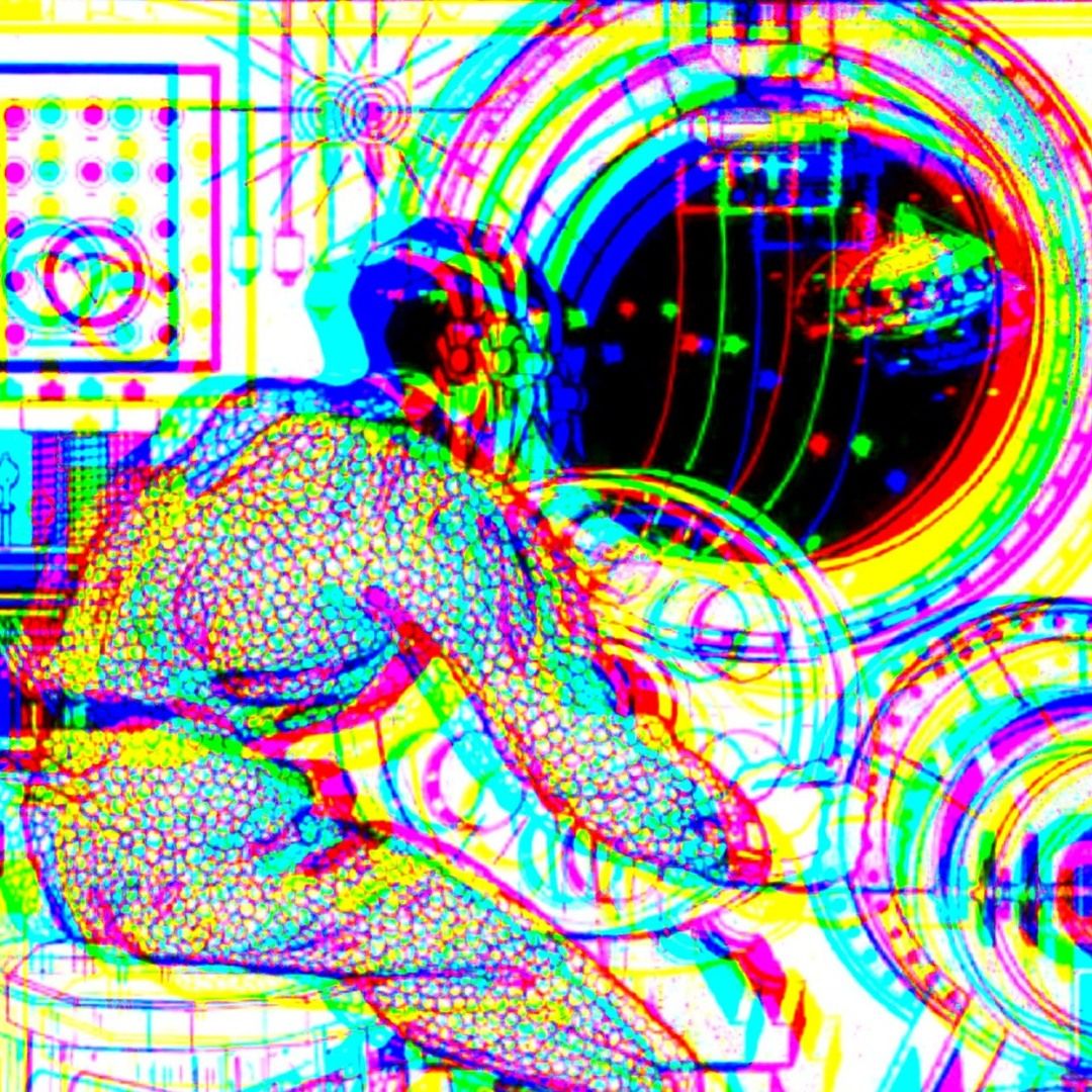 Cover of the track Kosmische A-Go-Go showing a vintage astronaut.